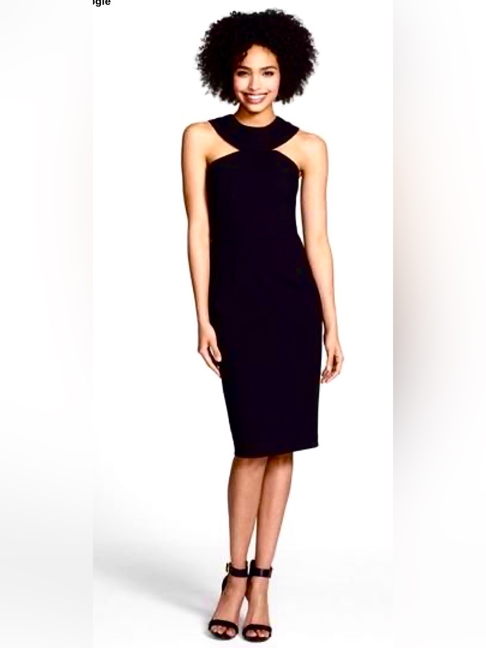 Cynthia Steffe Black Halter Midi Sheath Dress